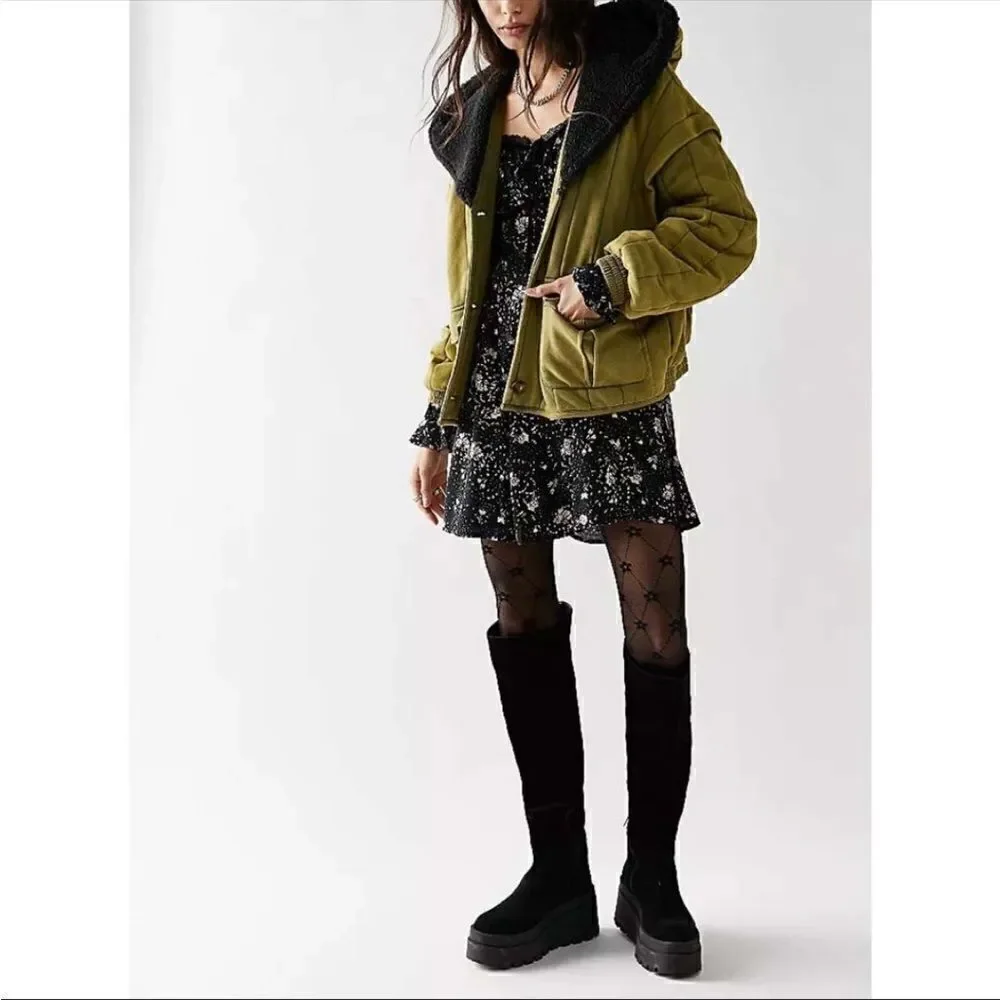 Free People London Calling Wedge Over The Knee Boots / Black size 38 - Picture 10 of 10